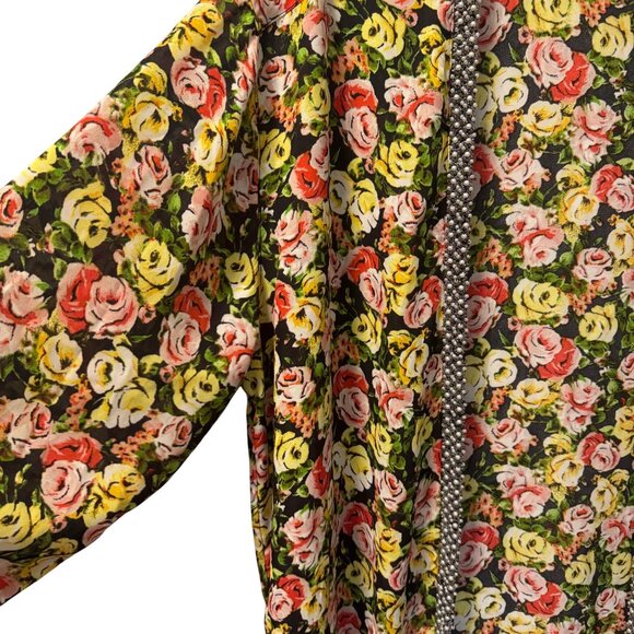 Kut From The Kloth Floral Kimono Jacket With Pearl Beaded Trim Sz Large - Picture 6 of 12